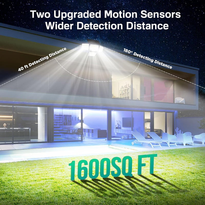 LYWALT Solar Outdoor Lights - 3000LM 188 LED Motion Sensor Outdoor Lights, 4 Heads Security Light,IP65 Waterproof, Easy Install,270°Wide Angle Flood Wall Light with 3 Modes for Backyard Yard (2 Pack) - Image 4